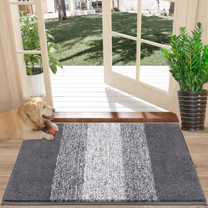 Indoor Doormat Entryway Door Rug, Non Slip Absorbent Mud Trapper Mat Inside Floor Mat, Washable Door Carpet for Entryway (20''x32'', Grey)