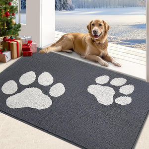 Indoor Door Mat, 20"x32" Dog Mats for Muddy Paws, Rubber Backing Non Slip Super Absorbent Washable Entryway Rug, Low-Profile Front Back Door Mats, Inside Floor Doormats for Entryway, Dark Grey