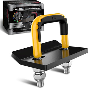 Hitch Tightener Anti-Rattle Clamp, Heavy Duty Hitch Stabilizer for 1.25" and 2" Trailer Hitches, Rubber Isolator and Anti-Rust Double Coating Protective, Yellow & Black