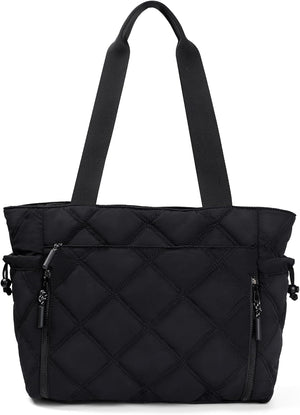 Tote Bag for Women, Lightweight Quilted Puffy Tote Bags Shoulder Handbags with 15.6 inch Laptop Pocket for Travel, Work