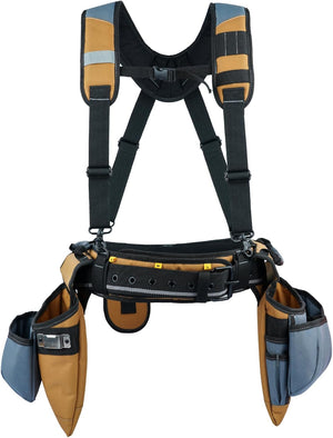 Carpenter Tool Belt with Suspenders Pro Framer Suspension Tool Rig for Construction Contractors and Electrician,Khaki