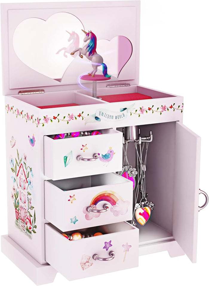 Unicorn Musical Jewelry Box for Kids - Unicorn Gifts for Girls, Ages 3-8, Best Princess Room Unicorn Toys Gift for Age 3, 4, 5, 6, 7, 8 Year Old Little Girl - Birthday Present Toy Ideas Music Box