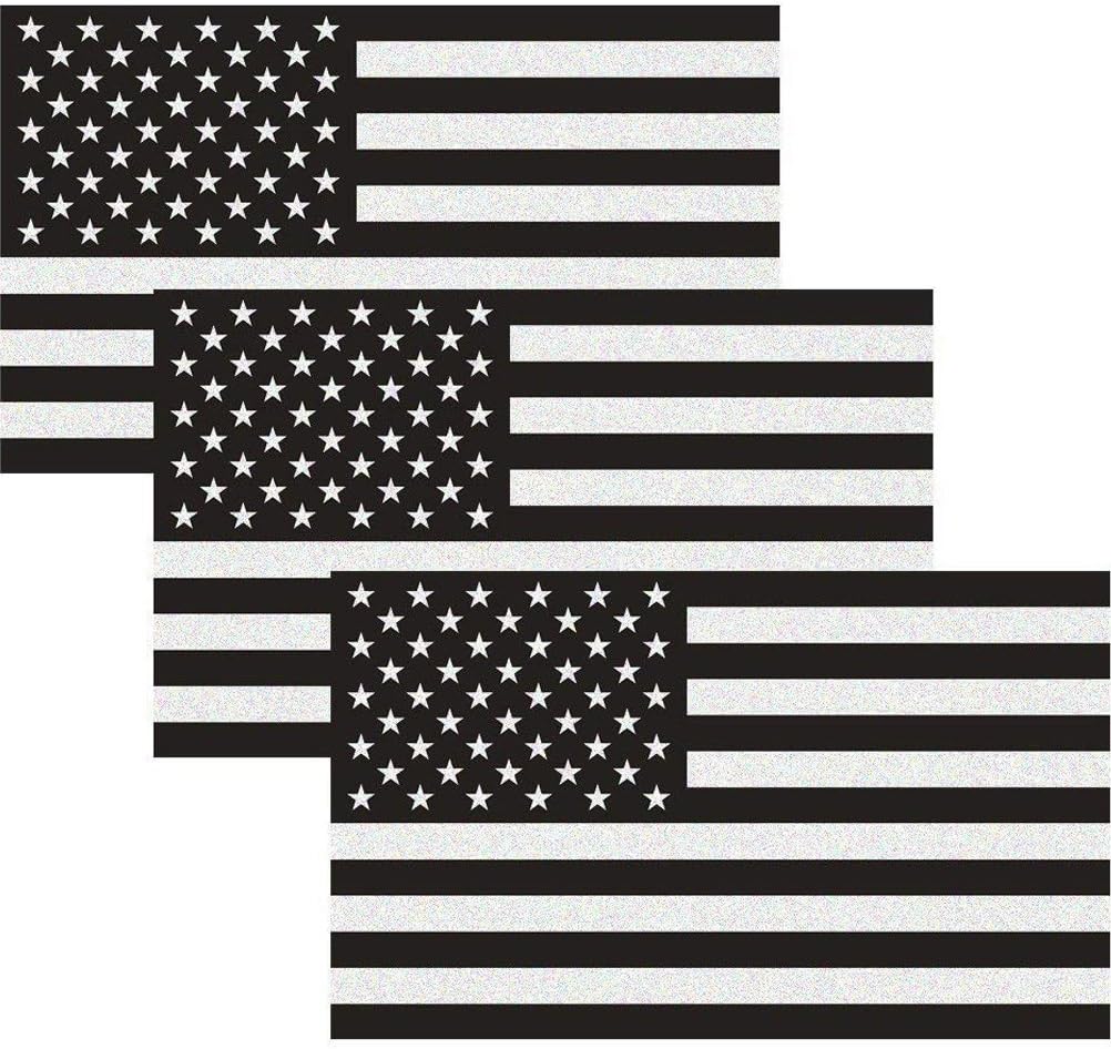 Reflective Subdued American Flag Sticker 3" X 5" Tactical Military Flag USA Decal Great for SUV, 3 Pack