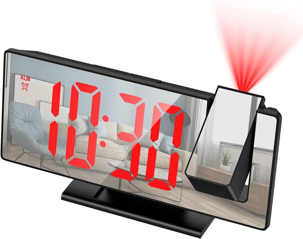 Projection Alarm Clock, Mirrored Electronic LED Alarm Clock with 7.8in Large Display