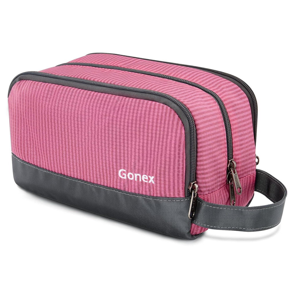 Travel Toiletry Bag Nylon, Cosmetic Makeup Bag for Women, Shaving Bag Toiletry Organizer Pink