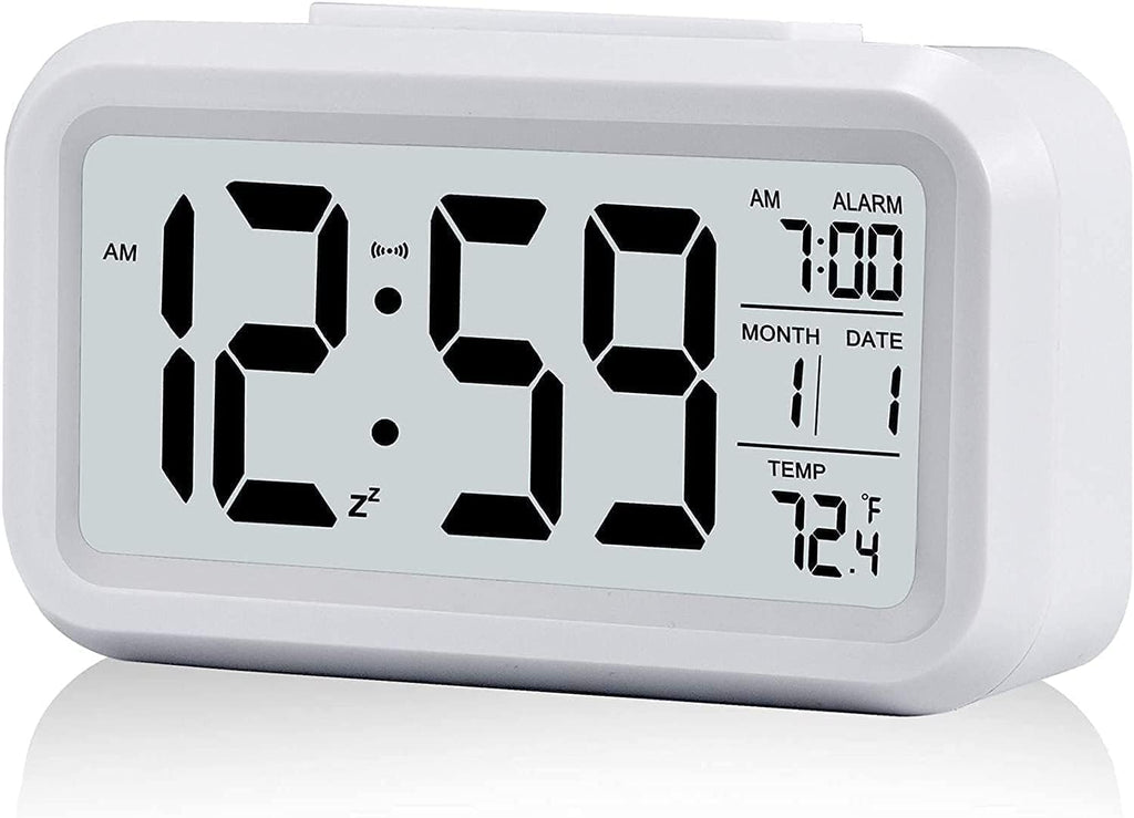 Digital Alarm Clock 4.5" LED Display, Alarm Clock with Battery Powered/Night Light, White