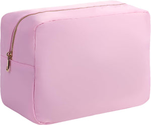 Large Makeup Bag Organizer Pink Toiletry Bag for Women Water-resistant Nylon Cosmetic Bag with Four Pockets (XL,Baby Pink)