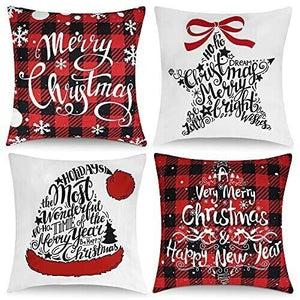 4 Pack Christmas Throw Pillow Covers Christmas Decorations for Bedroom 18 x18 inches