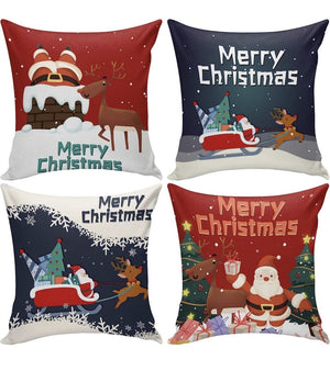 Set of 4 Christmas Holiday Throw Pillow Covers Decor 17"x17"