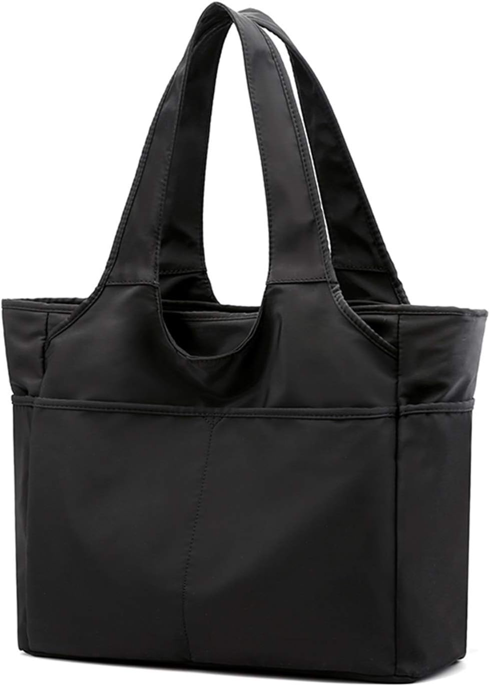 Multi Pocket Tote Shoulder Bag Multi-function Nylon Shoulder Handbag, Black