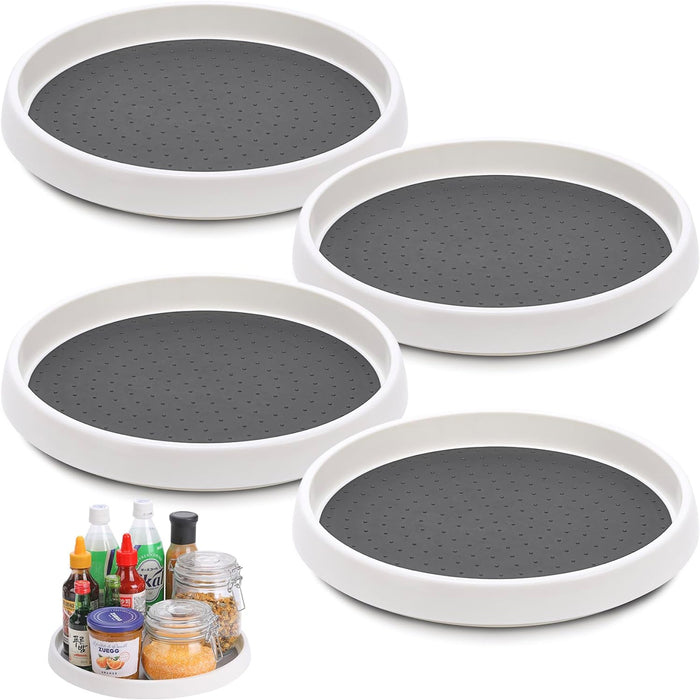 Set of 4, 10 Inch Non-Skid Lazy Susan Organizer for Cabinet, Pantry Organization