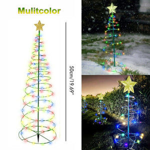 Solar Powered LED Spiral Christmas Tree Lights 8 Modes Outdoor Garden Xmas Decor