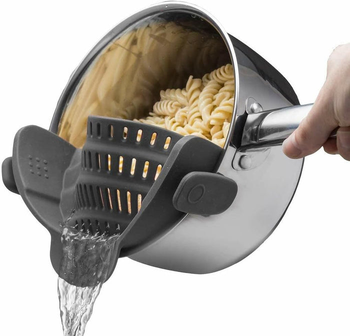 Snap N Strain Clip-On Strainer - Collapsible Colander for Pasta, Pot Noodle