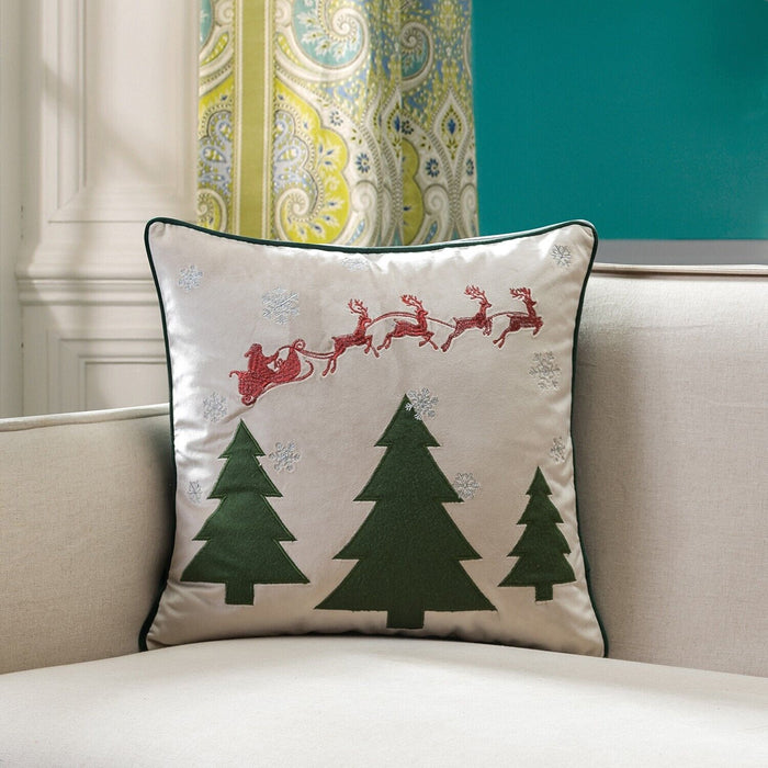 18" x 18" Santa Pass By Christmas Tree Pillow Cover, 1 Piece