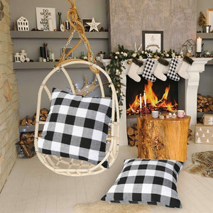 Set of 2 Christmas Buffalo Check Plaid Throw Pillow Covers Cushion Case