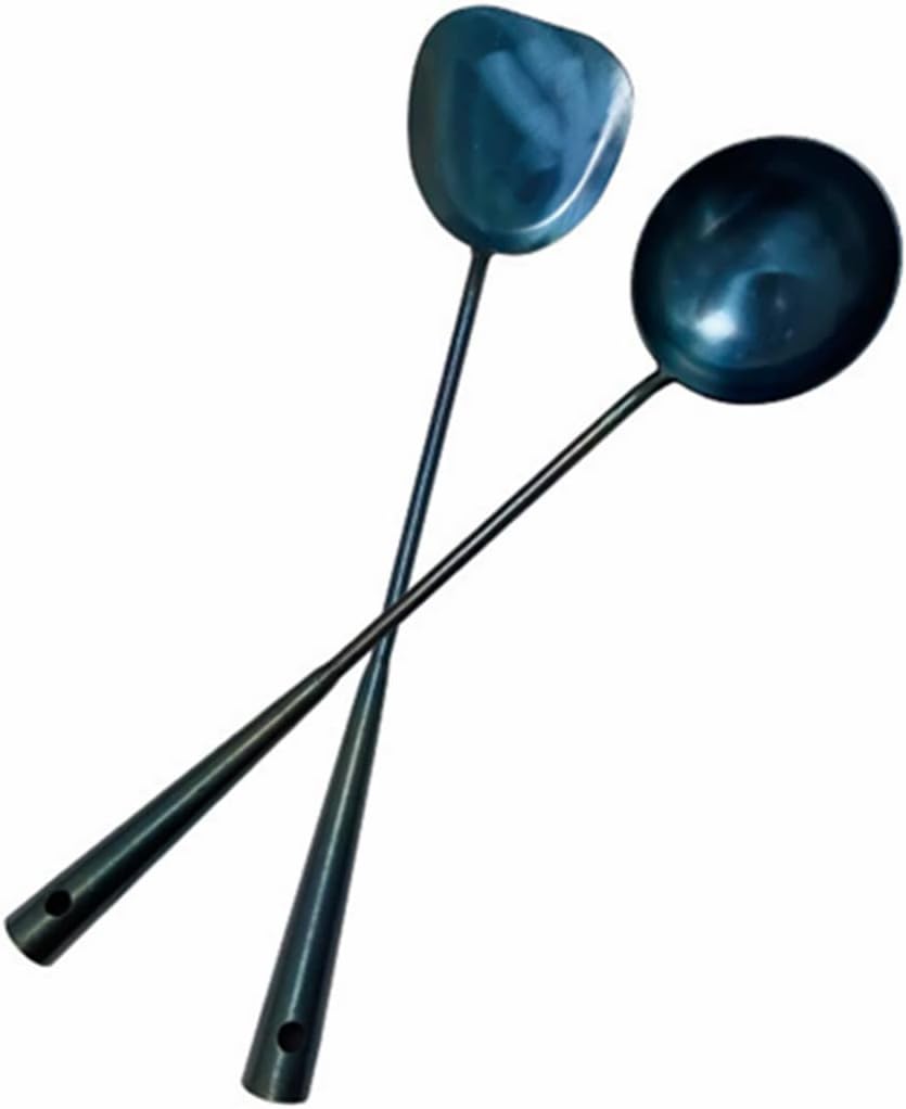 Hand Made spatula & Ladle Wok Tool Set, 15.8in Wok Utensils, Pack of 2, Blue