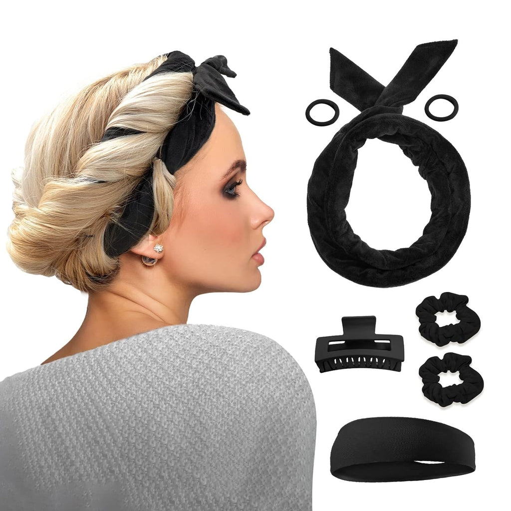 Hair Curler For Long Hair Curls - 61" Extra Long Heatless Curling Rod Headband, Black