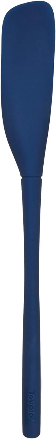 Flex-Core All-Silicone Long-Handled Jar Scraper Spatula Angled Turner Head, Deep Indigo