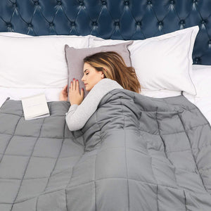 Weighted Blanket for Adults (12lbs, 48"x72" Twin Size) - Cooling and Breathable Heavy Blanket for 110-130lbs with Premium Glass Beads, Grey