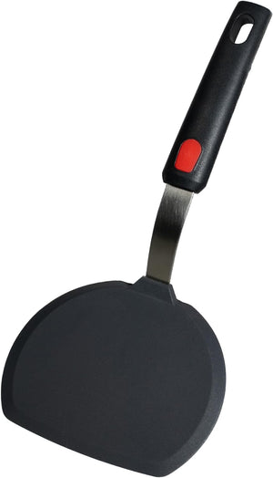 Wide Pancake Spatula - Non-Stick Silicone Turner with Curved Handle, 11" Long