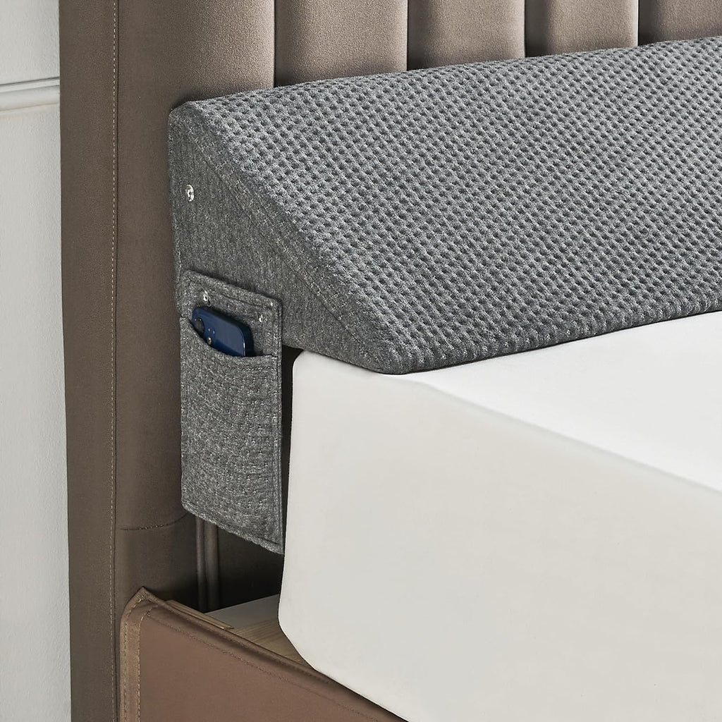 Bed Wedge Pillow for Headboard Gap Filler(60"x6"x10") Mattress Gap Filler(0-8")  Dark Grey