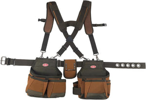 Tool Belt with Suspenders, Tool Belts - Original Series (50100) with 12 pockets, Brown , 52 Inch