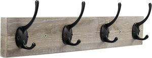 Wall Mounted Coat Rack, Wooden Entryway Vintage Rustic Coat Rack Hat Hanger Rack Zinc die-cast 4-Hook