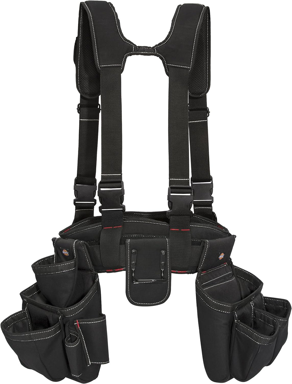 4-Piece Carpenter's Rig, Padded Tool Belt Suspenders, Cooling Mesh, Tool Belt, Steel Buckle, Black