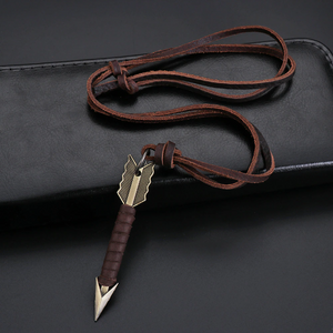 Men's Fashion Jewelry Vintage Brown Leather Arrow Pendant Necklace