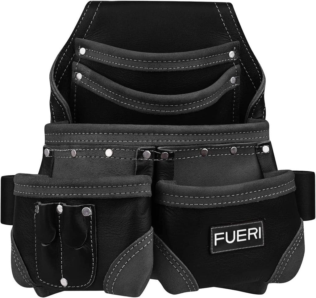 Leather Tool Pouch for Carpenters 5 Pocket Framers Belt Bag Kit