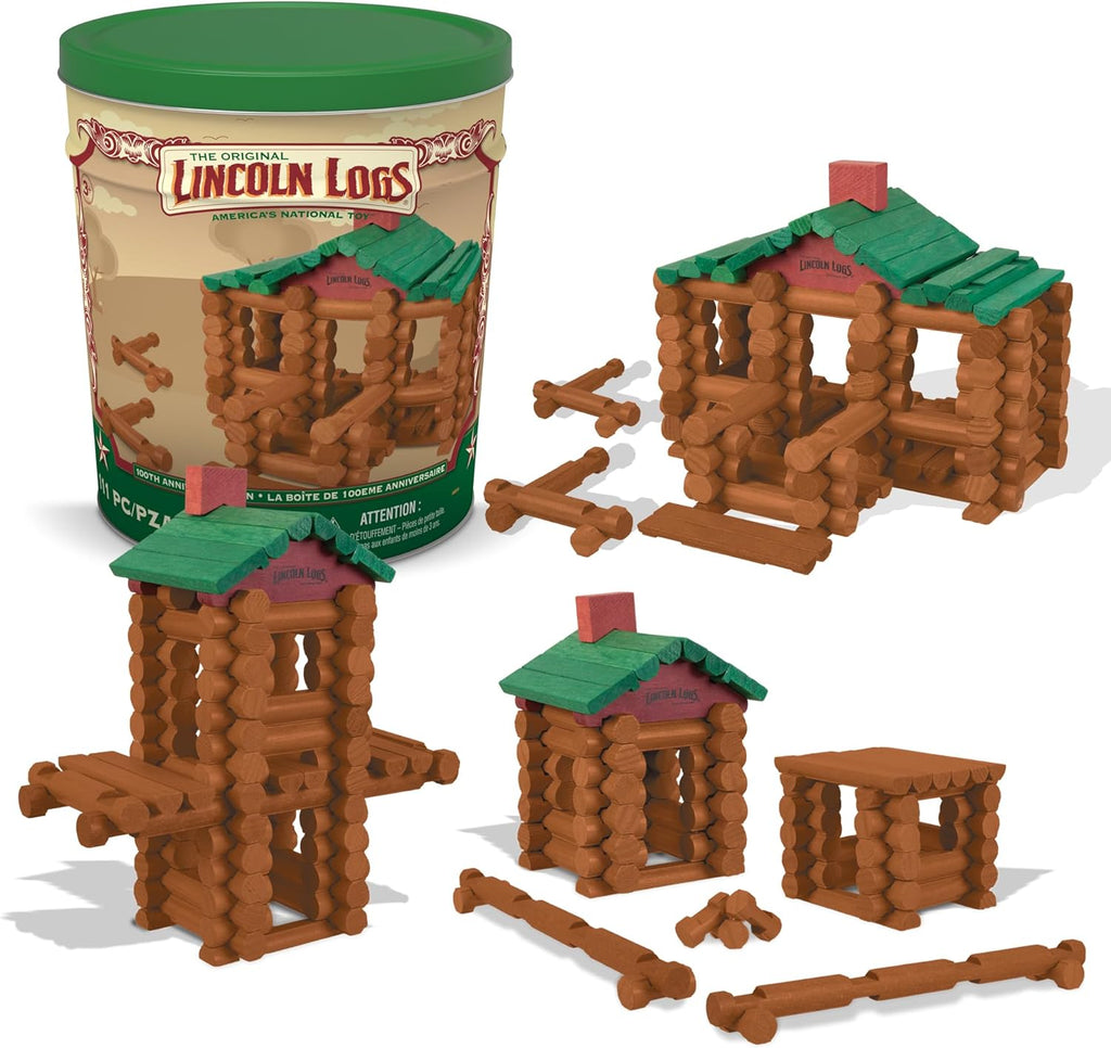 100th Anniversary Tin, 111 Pieces, Real Wood Logs - Ages 3+ - Best Retro Building Gift Set For Boys/Girls
