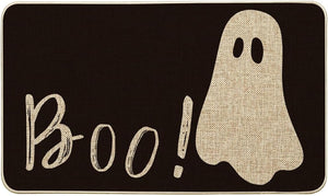 Ghost Boo Decorative Doormat, Seasonal Fall Halloween Holiday Low-Profile Floor Mat Switch Mat for Indoor Outdoor 17 x 29 Inch