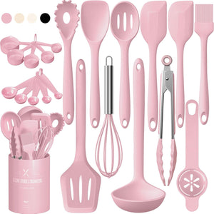 22Pcs Silicone Cooking Utensils Set, Heat Resistant Silicone Kitchen Spatulas Set with Holder