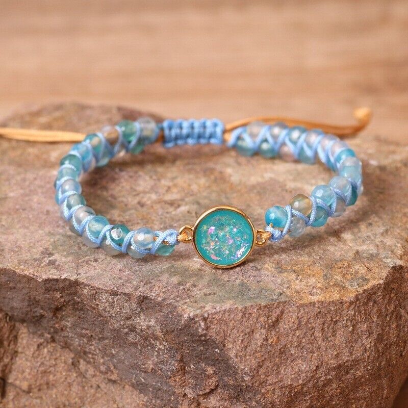 Natural Crystal Opal Beaded Healing Reiki Balance Women Handmade Bracelet Gifts