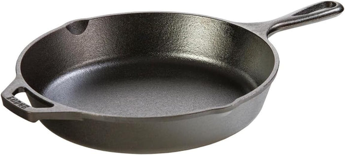 10.25 Inch Cast Iron Pre-Seasoned Skillet – Signature Teardrop Handle - Use in the Oven,