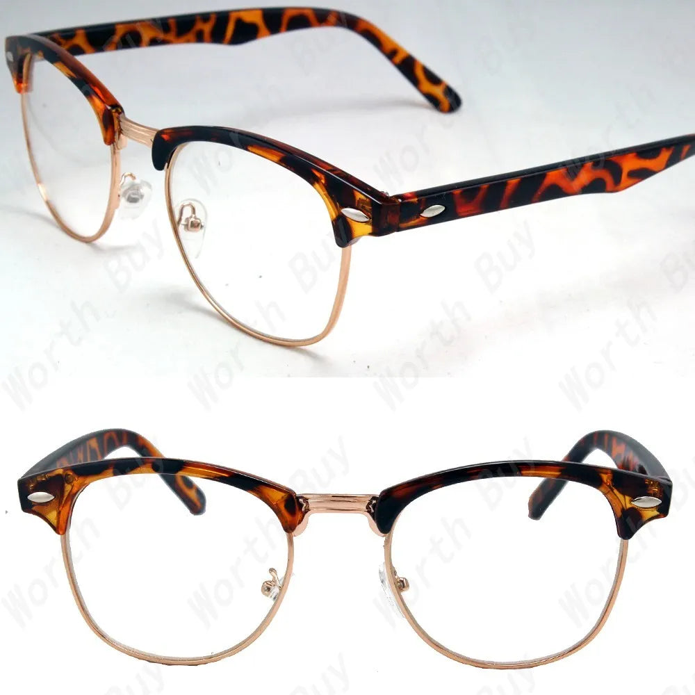 Clear Lens Fashion Glasses Retro Horn Rim Nerd Mens Womens Demi Brown Frame