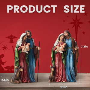 7-Inch Tall Holy Family Resin Nativity Set Scene Religious Figurine Ornament Tabletop Holiday Decorations