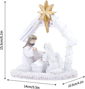 Sculpted Hand Painted Nativity Figure - First Christmas Story Decoration Holiday Manger Little People Nativity Set