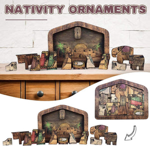 Nativity Puzzle with Wood Burned Design, Jesus Puzzles Home Decor, Birthday Present Gifts (Small (7.9 x 5.9)