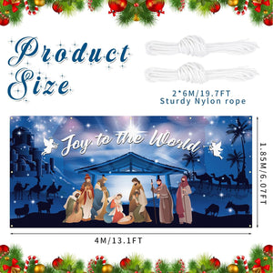 Nativity Scene Christmas Garage Door Banner Cover Photo Booth Background, 6x13ft