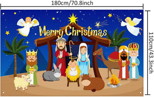 Religious Christmas Backdrop Nativity Background Xmas Photography Booth Prop Banner