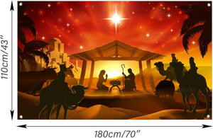 Christmas Scene Story Backdrop Banner Decorations Holy Nativity Background