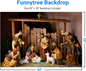 Christmas Manger Scene Photography Backdrop Background, 7 x 5FT