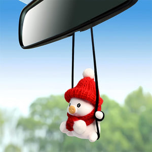 Super Cute Swinging Christmas Pig Car Mirror Hanging Ornament Car Decoration