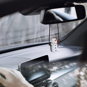 Super Cute Swinging Snowman Car Mirror Hanging Ornament