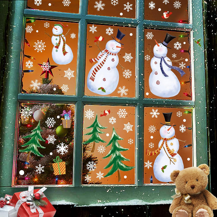 Christmas Windows Clings Snowman Snowflakes Decal Sticker for Window Home Decor