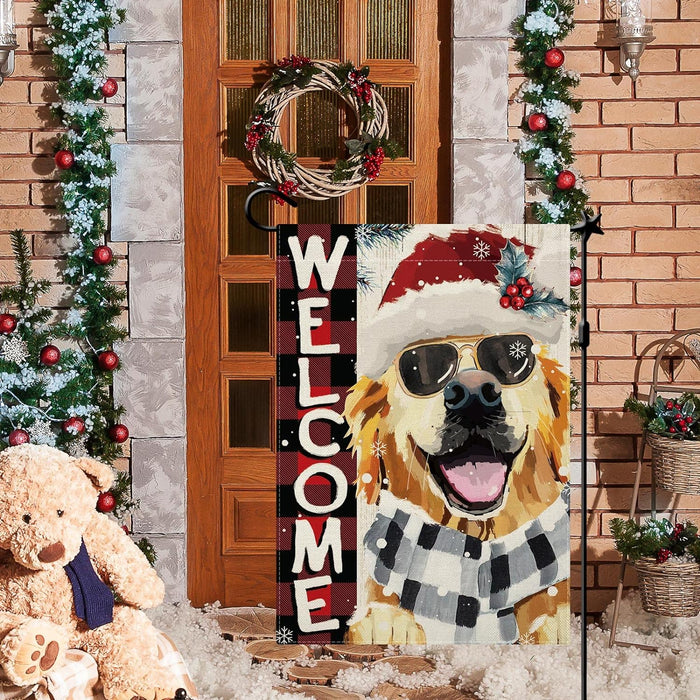 Christmas Golden Retriever Dog Garden Flag, 12.5 x 18 In