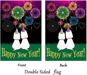 New Years Flag,Happy New Year Garden Flag 12.5x18 Inch Double Sided Printing