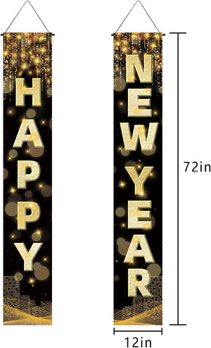 72 x 12 Inch Large New Year Front Door Porch Sign Hanging Banner Decorations