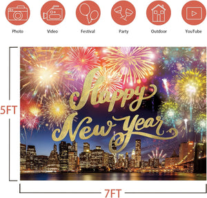 7x5FT Happy New Year Background Banner 2024